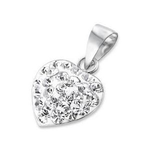 Pandantiv din argint in forma de inima cu cristale, White crystal, Adorabel imagine