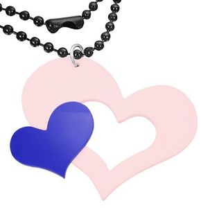 Pandantiv roz - albastru, din acril, inimă mică şi mare imagine