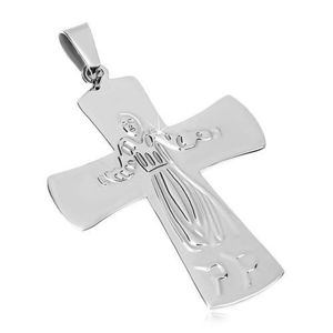 Pandantiv din oțel chirurgical, Iisus pe cruce, culoare argintii imagine