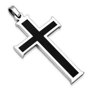 Pandantiv din oțel chirurgical - cruce cu centru negru imagine