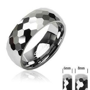 Inel din tungsten cu model hexagonal, 8 mm - Marime inel: 49 imagine
