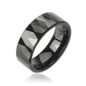 Inel din tungsten - model de romburi negre - Marime inel: 49 imagine