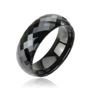 Inel negru din tungsten, model disco - Marime inel: 59 imagine