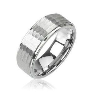 Inel argintiu din tungsten, model șlefuit, 8 mm - Marime inel: 49 imagine