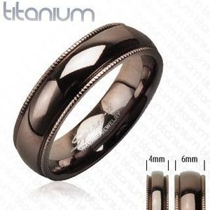 Inel din titan cu marginile zimțate, de culoarea cafelei - Marime inel: 49 imagine