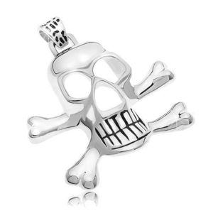 Pandantiv din oțel - craniu pirat, culoare argintie imagine