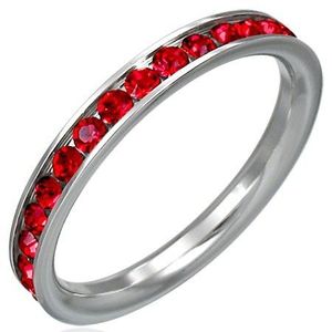 Inel din oțel inoxidabil cu strasuri roșii - Marime inel: 47 imagine