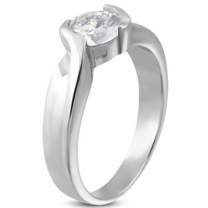 Inel de logodnă cu bandă împletită și zirconiu - Marime inel: 49 imagine