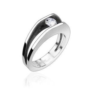 Inel din oțel inoxidabil cu zirconiu de 5 mm - Marime inel: 49 imagine