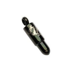 Pandantiv din oțel inoxidabil - glonț negru cu dragon argintiu imagine