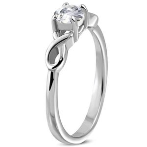 Inel de logodnă cu zirconiu și fundă curbată din oțel - Marime inel: 49 imagine