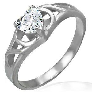 Inel de logodnă cu nod cu un zirconiu în formă de inimă - Marime inel: 48 imagine