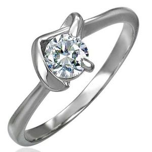 Inel de logodnă cu zirconiu cu model în V - Marime inel: 49 imagine