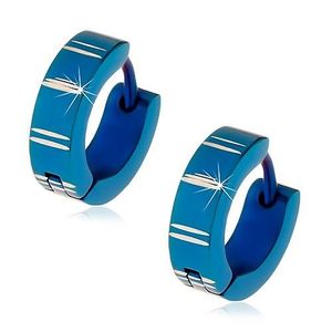 Cercei din oțel cu închidere tip verigă cu arc, cercuri albastre cu striații imagine