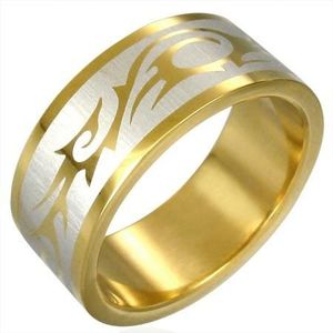 Inel auriu cu SIMBOL TRIBAL - Marime inel: 54 imagine