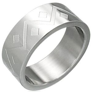 Inel din oțel inoxidabil - model geometric - Marime inel: 54 imagine