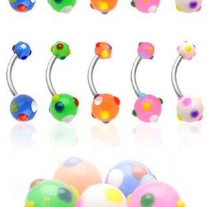 Piercing pentru buric cu puncte colorate - Culoare Piercing: Alb imagine