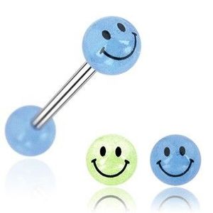 Inel limbă bilă Smiley - Culoare Piercing: Albastru imagine