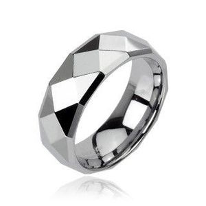 Inel din tungsten argintiu cu romburi rafinate, 6 mm - Marime inel: 49 imagine