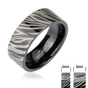 Inel din oțel inoxidabil - zebră neagră - Marime inel: 49 imagine
