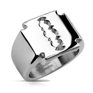 Inel din oțel inoxidabil cu lamă de ras - Marime inel: 59 imagine