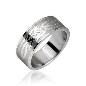Inel din oțel inoxidabil - motiv Tribal - Marime inel: 49 imagine
