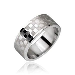 Inel din oțel cu tablă de șah - Marime inel: 49 imagine
