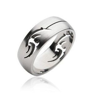 Inel din oțel inoxidabil - ornament TRIBAL - Marime inel: 59 imagine