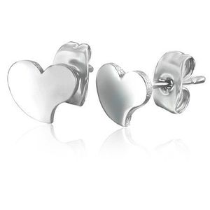 Cercei din oțel - nuanță argintie, inimă asimetrică imagine