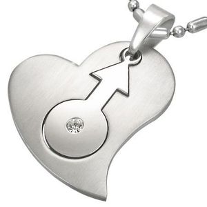 Pandantiv din oțel inoxidabil cu inimă și simbolul feminin imagine