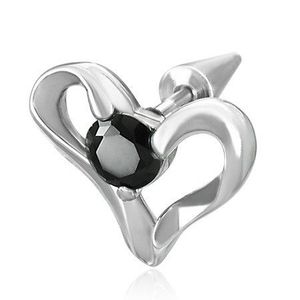 Expander fals, oțel inoxidabil cu o inimă și zircon negru imagine