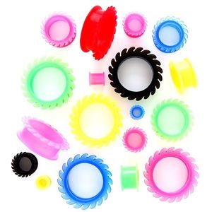 Tunel pentru ureche – circular şi flexibil - Lățime: 10 mm, Culoare Piercing: Roz imagine
