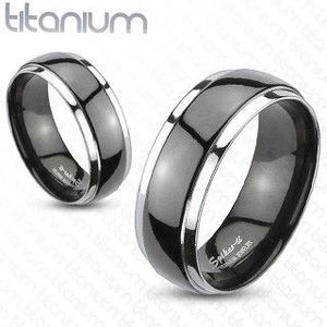 Inel din titan - o combinație de negru și argintiu - Marime inel: 49 imagine