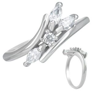 Inel de logodnă din oțel - zirconii transparente, trei lacrimi - Marime inel: 51 imagine