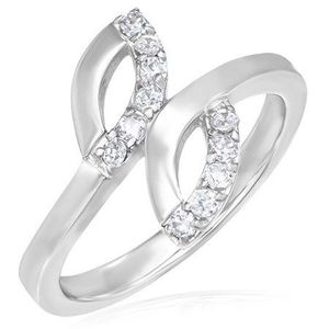 Inel de logodnă din oțel - două lacrimi, zirconii mici - Marime inel: 49 imagine