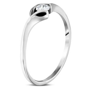 Inel de logodnă din oțel - brațe subțiri, curbate, zirconiu circular transparent - Marime inel: 48 imagine