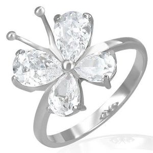 Inel de logodnă din oțel - fluture cu antene din zirconii - Marime inel: 52 imagine