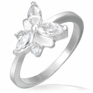 Inel de logodnă - fluture din oțel combinat cu zirconii - Marime inel: 48 imagine