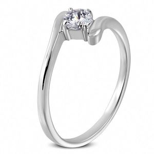 Inel de logodnă - zirconiu rotund susținut de capetele inelului - Marime inel: 49 imagine