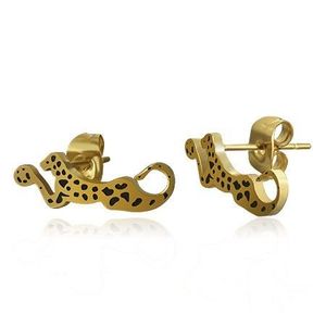 Cercei aurii din oțel - leopard cu pete negre imagine