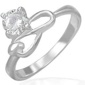 Inel de logodnă din oțel - ziconiu transparent, simbolul infinitului - Marime inel: 49 imagine