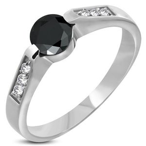 Inel de logodnă din oțel cu ochi negru - Marime inel: 50 imagine