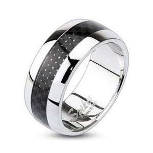 Inel din oțel inoxidabil cu model în carouri - Marime inel: 49 imagine