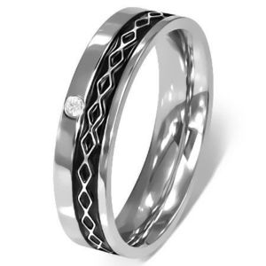 Inel din oțel inoxidabil - model celtic, zirconiu transparent - Marime inel: 49 imagine