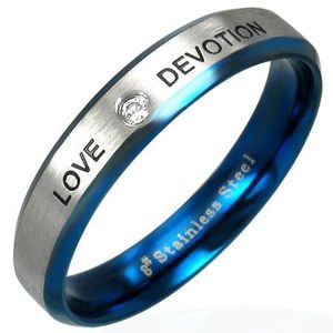 Inel din oțel inoxidabil - LOVE DEVOTION cu zirconiu - Marime inel: 49 imagine