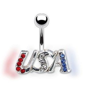 Piercing pentru buric – acronim USA, trei culori de zircon imagine