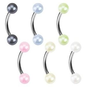 Inel sprâncene - perle în două culori - Dimensiune: 1, 2 mm x 9 mm x 3 mm, Culoare Piercing: Albastru deschis-LB imagine