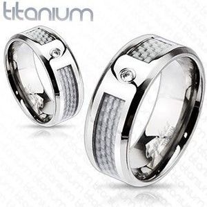 Inel din titan - model plasă cu zircon - Marime inel: 49 imagine