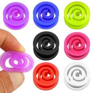 Plug spiralat din material flexibil, diferite culori - Lățime: 10 mm, Culoare Piercing: Verde imagine