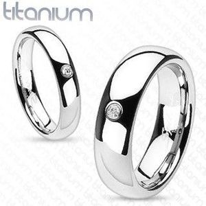 Verighetă din titan cu zircon - netedă, 4 mm - Marime inel: 49 imagine